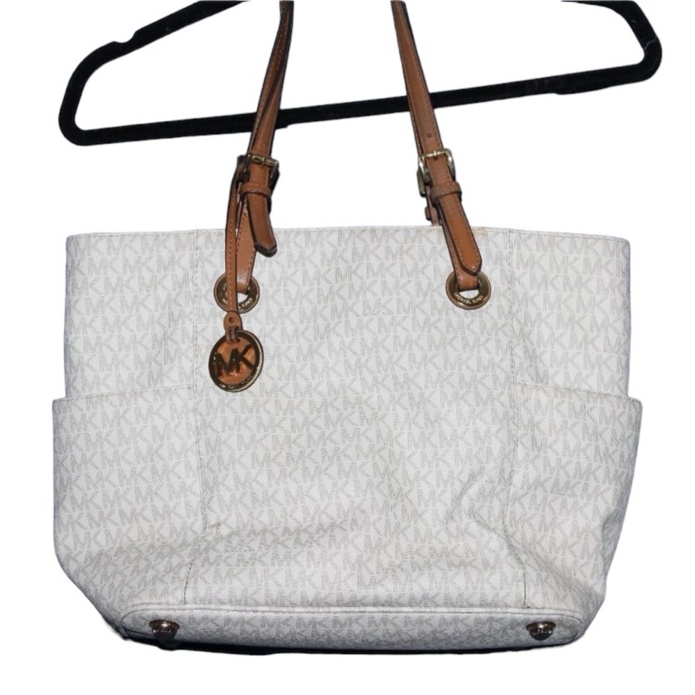 Michael Kors Leather Jet Set Logo Tote Bag